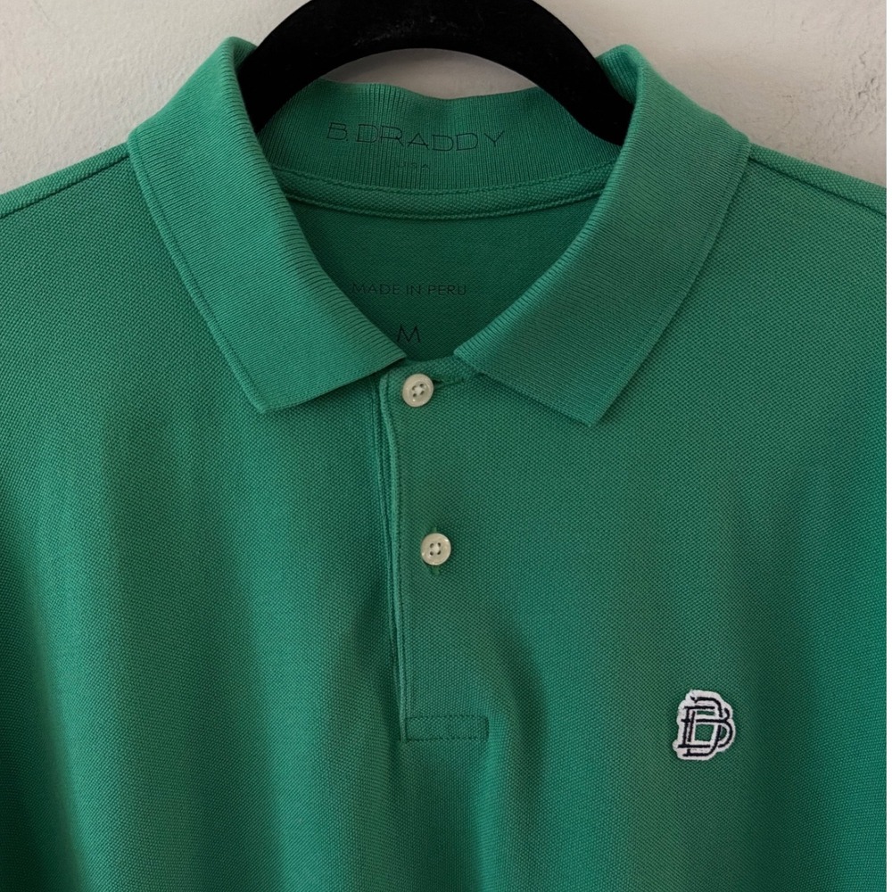 B.‎ Draddy Mens Medium Green Pima Cotton Blend Short Sleeve Golf Polo Shirt